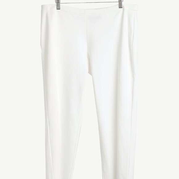 Marie Saint Pierre White Jersey Cropped Pull-On Pants - Picture 1 of 6